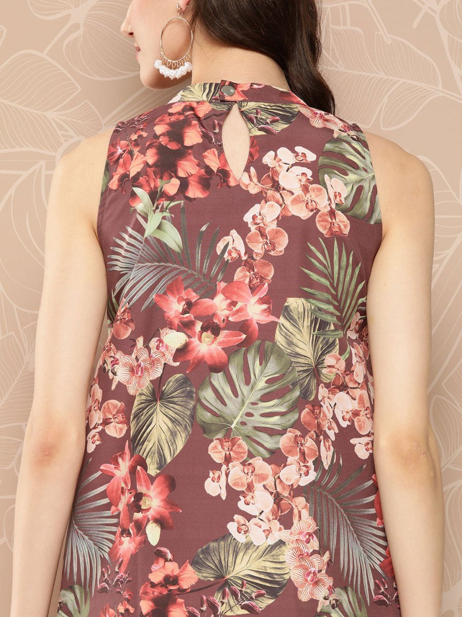 Ahalyaa Halter Neck Printed Tunic | Swadesiicart