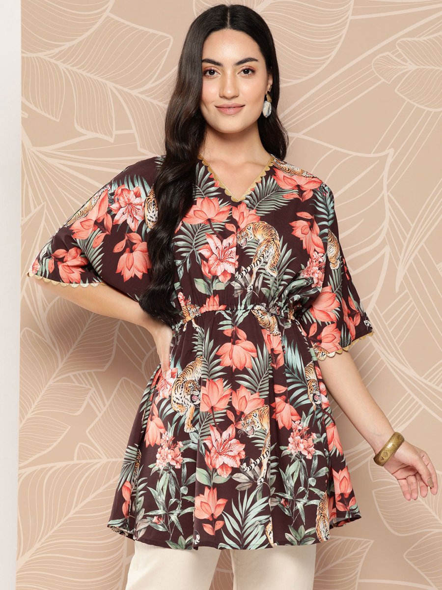 Ahalyaa Floral Printed Tunic | Swadesiicart