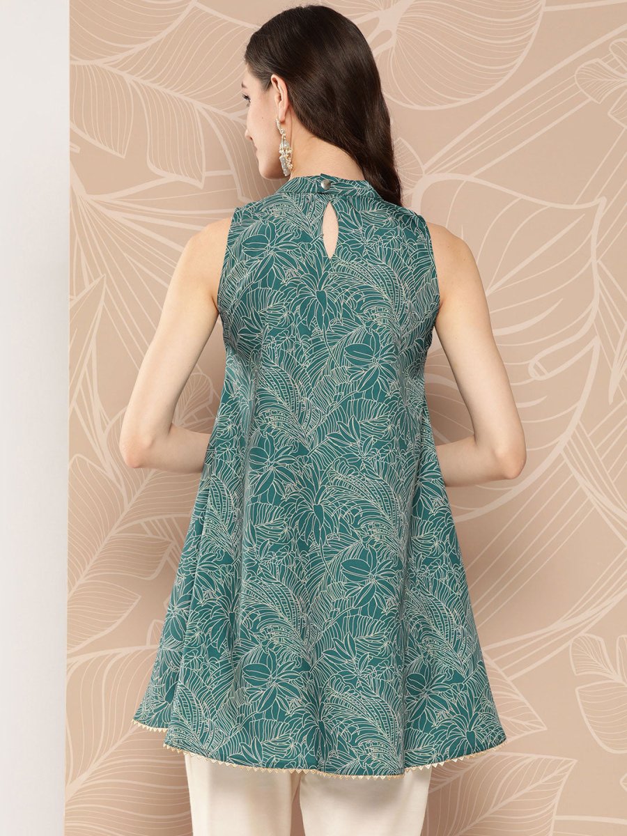 Ahalyaa Halter Neck Tropical Printed Tunic | Swadesiicart