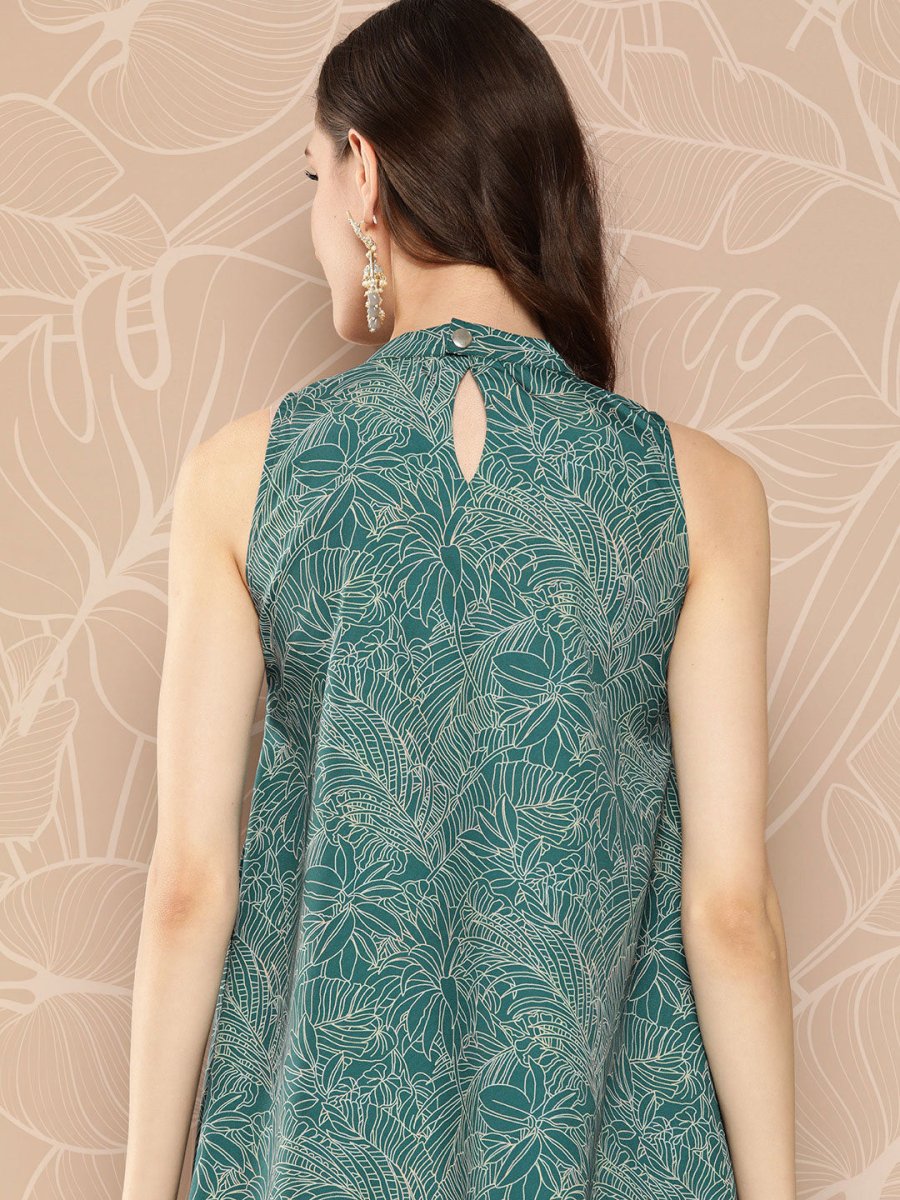 Ahalyaa Halter Neck Tropical Printed Tunic | Swadesiicart
