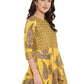 Ahalyaa Mustard Printed Layerd Tunic | Swadesiicart