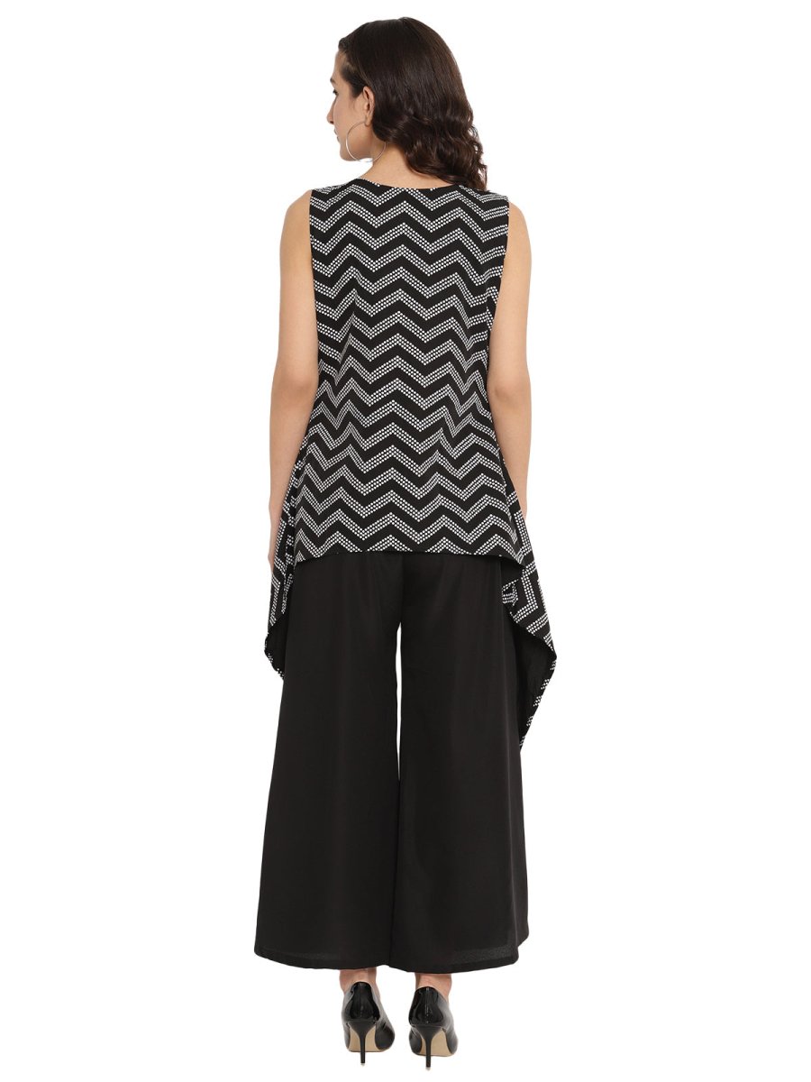 Ahalyaa Black Tunic With Attached Shrug | Swadesiicart