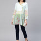 Ahalyaa Women Sea Green & Pink Floral Print Semi-Sheer Angrakha Tunic | Swadesiicart