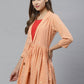 Ahalyaa Women Peach-Coloured & Red Printed Tunic | Swadesiicart