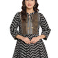 Ahalyaa Stripes Printed Black Tunic | Swadesiicart