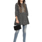 Ahalyaa Stripes Printed Black Tunic | Swadesiicart