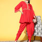 Ahalyaa Women Red Pleated Gotta Patti Kurti with Dhoti Pants | Swadesiicart