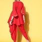 Ahalyaa Women Red Pleated Gotta Patti Kurti with Dhoti Pants | Swadesiicart