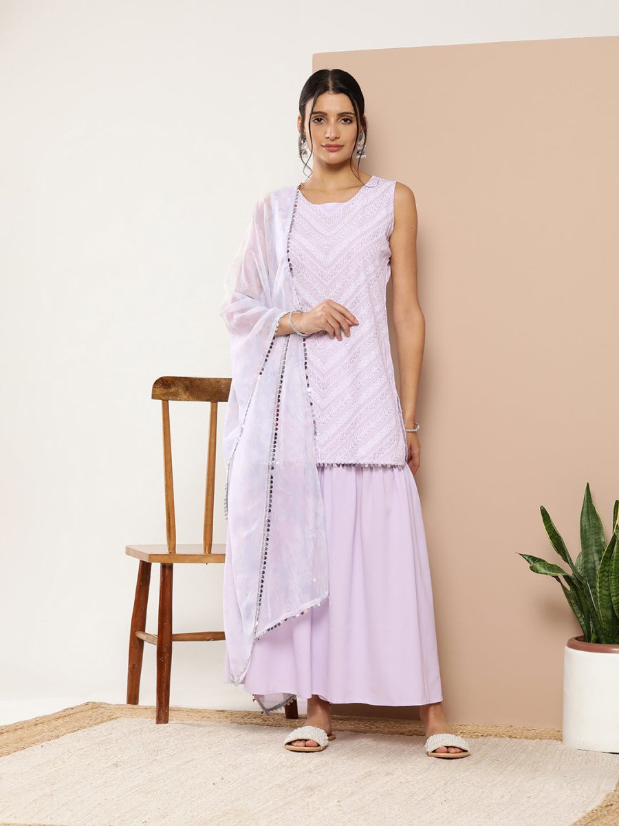 Ahalyaa Women Ethnic Motifs Printed Kurti With Sharara & With Dupatta | Swadesiicart