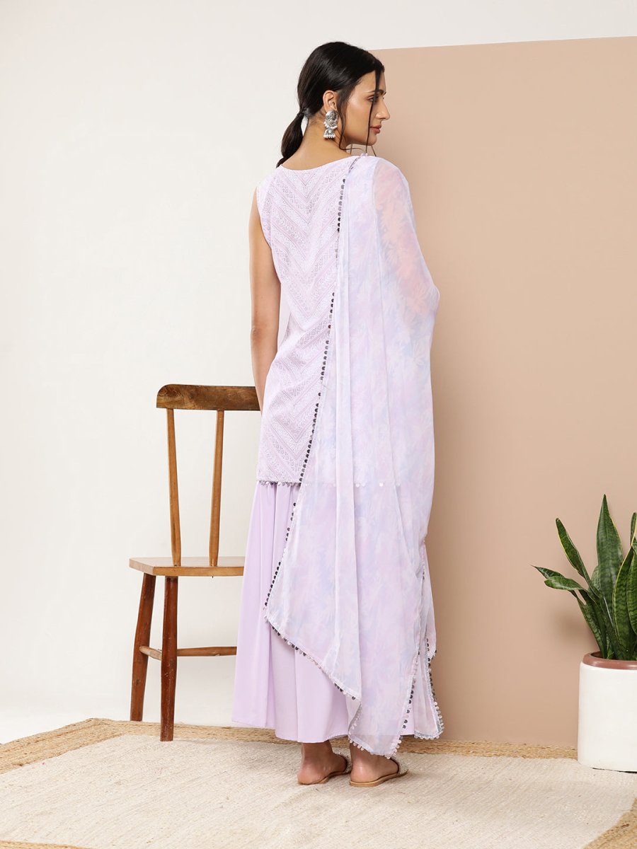 Ahalyaa Women Ethnic Motifs Printed Kurti With Sharara & With Dupatta | Swadesiicart