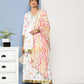 Ahalyaa Women White Floral Printed Pleated Kurta with Sharara & With Dupatta | Swadesiicart
