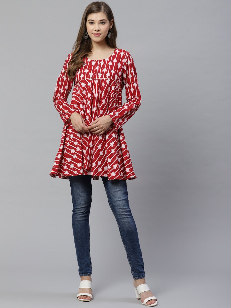 Ahalyaa Maroon Printed Tunic | Swadesiicart