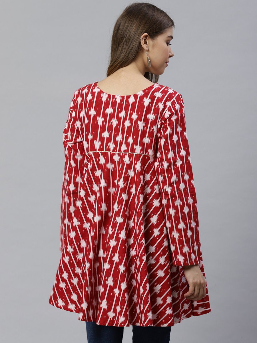Ahalyaa Maroon Printed Tunic | Swadesiicart