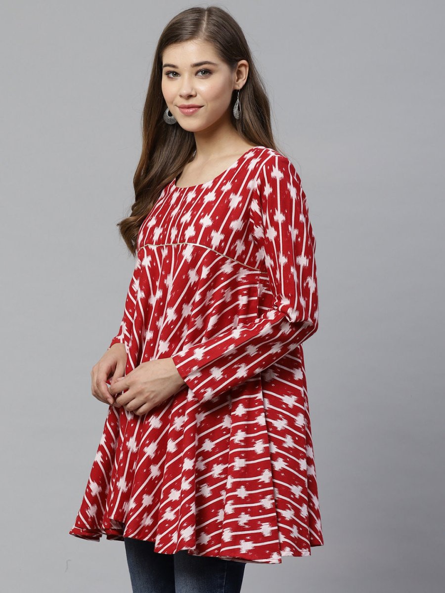 Ahalyaa Maroon Printed Tunic | Swadesiicart