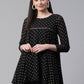Ahalyaa Black Polka Dot Fancy Printed Tunic | Swadesiicart
