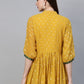 Ahalyaa Mustard Yellow & Green Printed A-Line Tunic | Swadesiicart