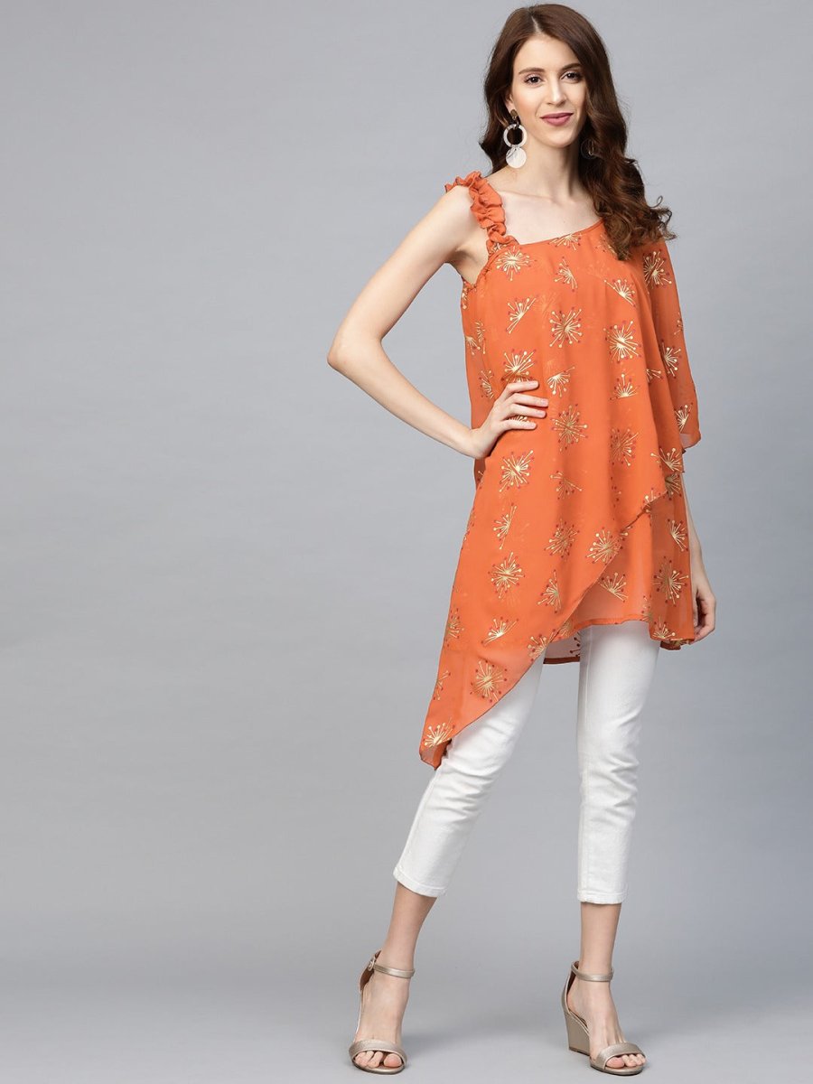 Ahalyaa Women One Shoulder Printed Tunic | Swadesiicart