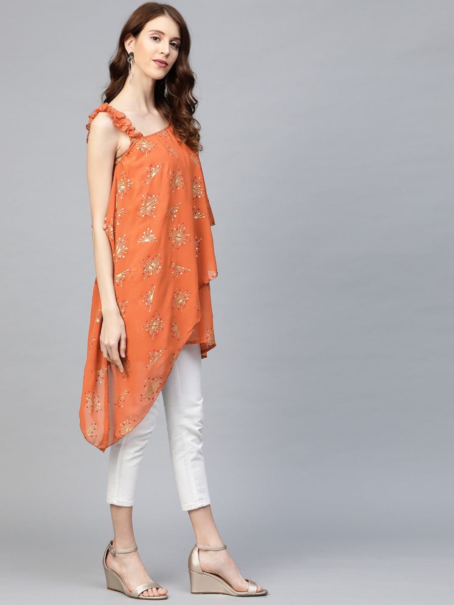 Ahalyaa Women One Shoulder Printed Tunic | Swadesiicart