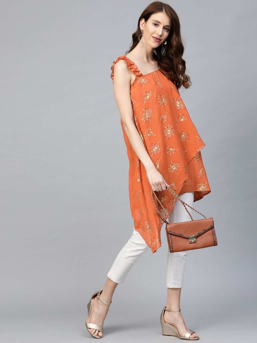Ahalyaa Women One Shoulder Printed Tunic | Swadesiicart