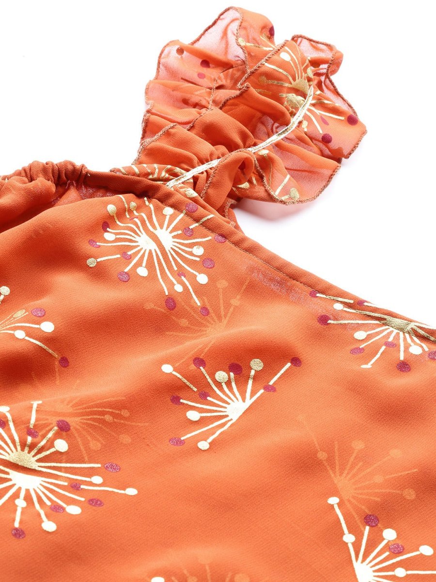 Ahalyaa Women One Shoulder Printed Tunic | Swadesiicart