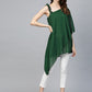 Ahalyaa Women One Shoulder Green Printed Beautiful Tunic | Swadesiicart
