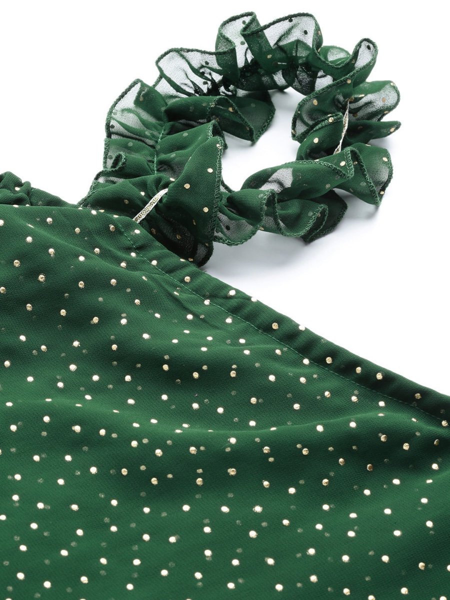 Ahalyaa Women One Shoulder Green Printed Beautiful Tunic | Swadesiicart