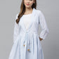 Ahalyaa Blue & White Checked Waist Tie-Up Tunic | Swadesiicart