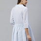 Ahalyaa Blue & White Checked Waist Tie-Up Tunic | Swadesiicart