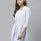 Ahalyaa Blue & White Checked Waist Tie-Up Tunic | Swadesiicart