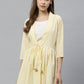Ahalyaa Yellow & White Checked Waist Tie-Up Tunic | Swadesiicart