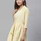 Ahalyaa Yellow & White Checked Waist Tie-Up Tunic | Swadesiicart