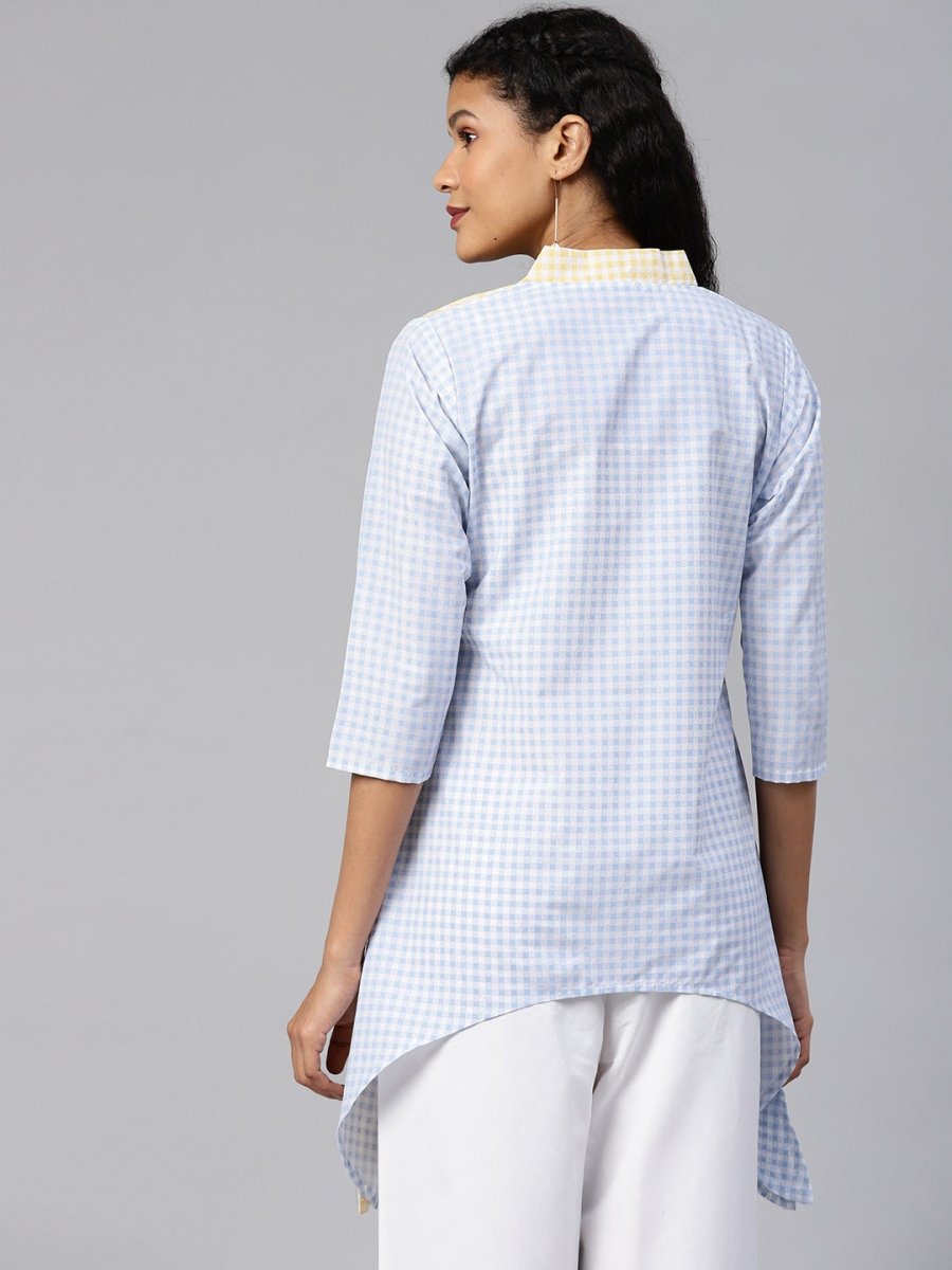 Ahalyaa Colour Blocked Printed Checks Tunic | Swadesiicart
