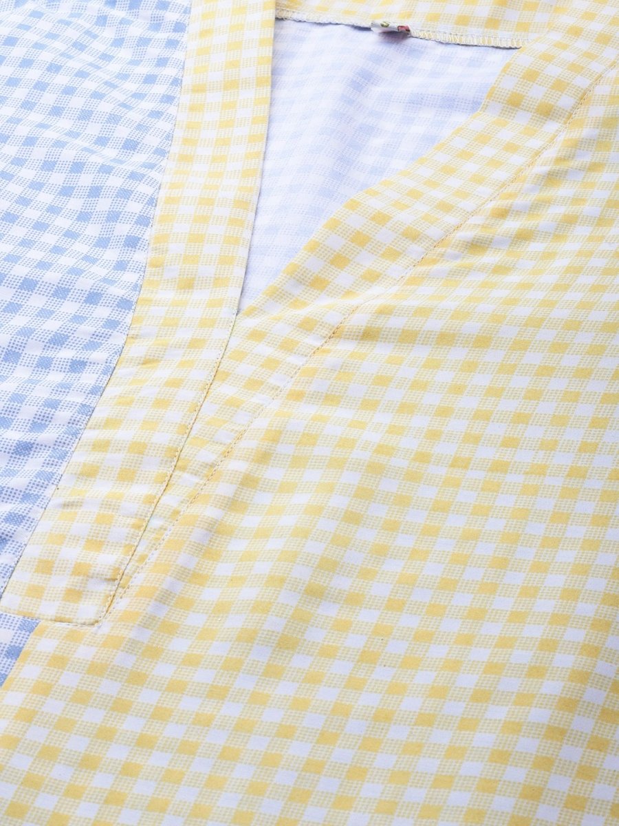 Ahalyaa Colour Blocked Printed Checks Tunic | Swadesiicart