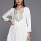 Ahalyaa White Pashmina Embroidered Tunic | Swadesiicart