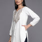 Ahalyaa White Pashmina Embroidered Tunic | Swadesiicart