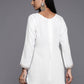 Ahalyaa White Pashmina Embroidered Tunic | Swadesiicart