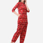 Ahalyaa Women Red Printed Velvet Kurti with Pyjamas | Swadesiicart