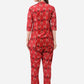 Ahalyaa Women Red Printed Velvet Kurti with Pyjamas | Swadesiicart