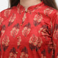 Ahalyaa Women Red Printed Velvet Kurti with Pyjamas | Swadesiicart