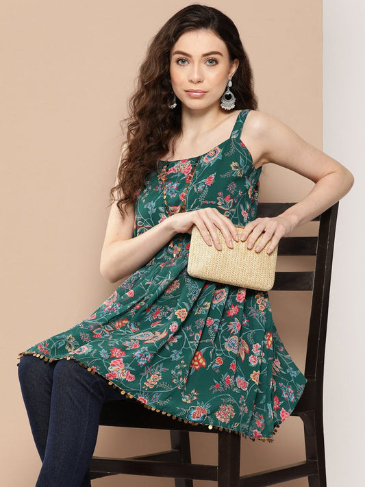 Ahalyaa Floral Printed Tunic | Swadesiicart