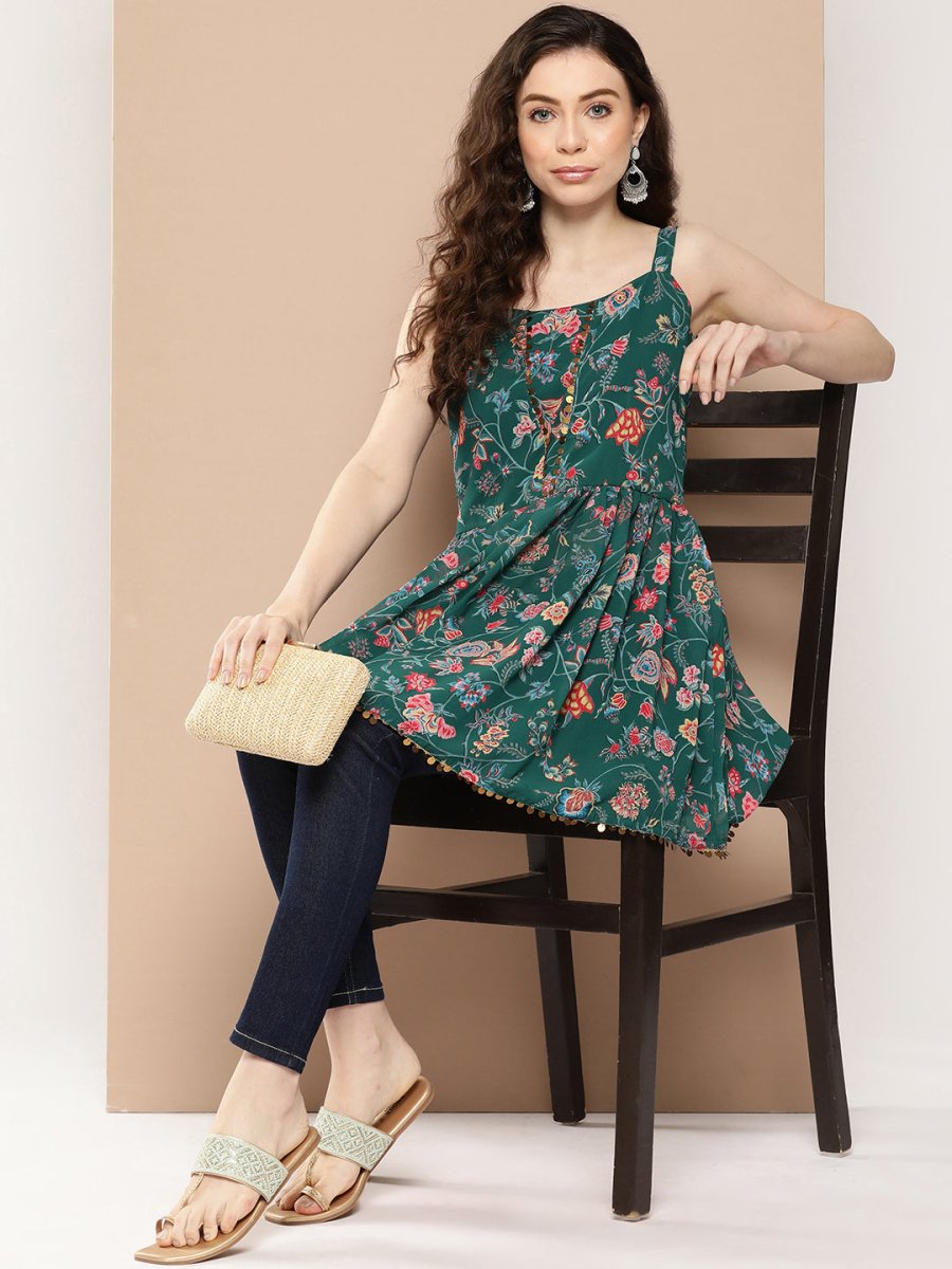 Ahalyaa Floral Printed Tunic | Swadesiicart