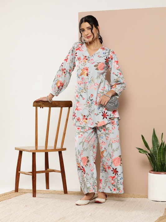 Ahalyaa Women Floral Print Crepe Co-Ords - Swadesiicart