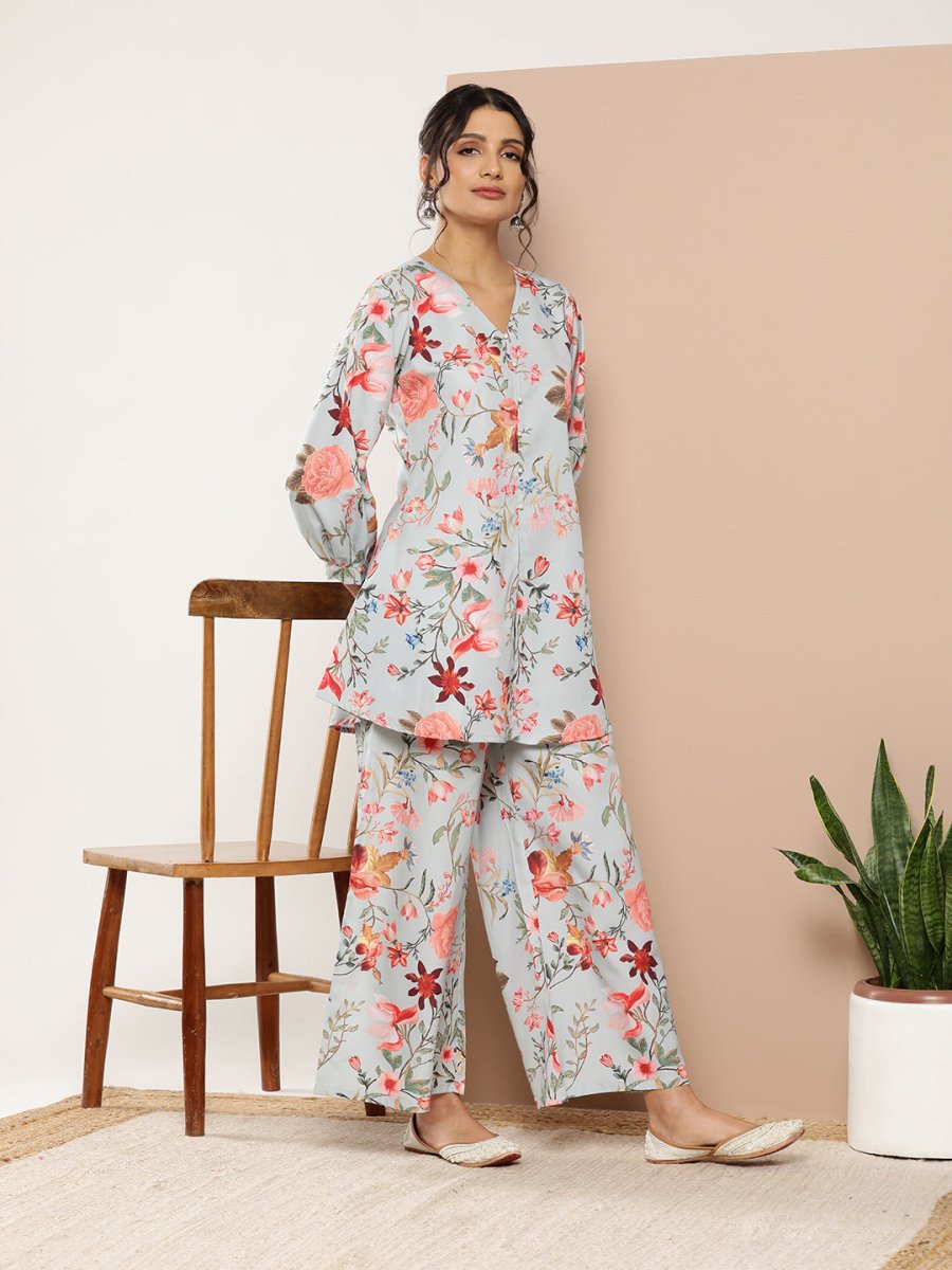 Ahalyaa Women Floral Print Crepe Co-Ords - Swadesiicart