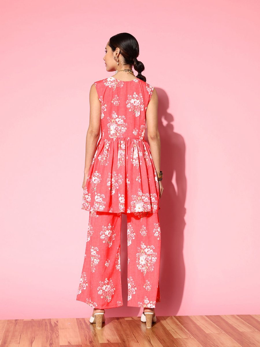 Ahalyaa Floral Printed Crepe Co-Ords - Swadesiicart