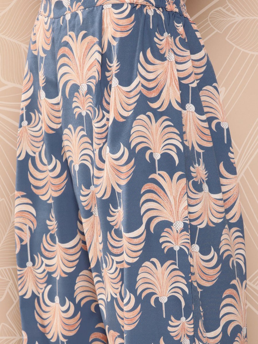 Ahalyaa Printed Crepe Ethnic Tunic With Palazzos | Swadesiicart