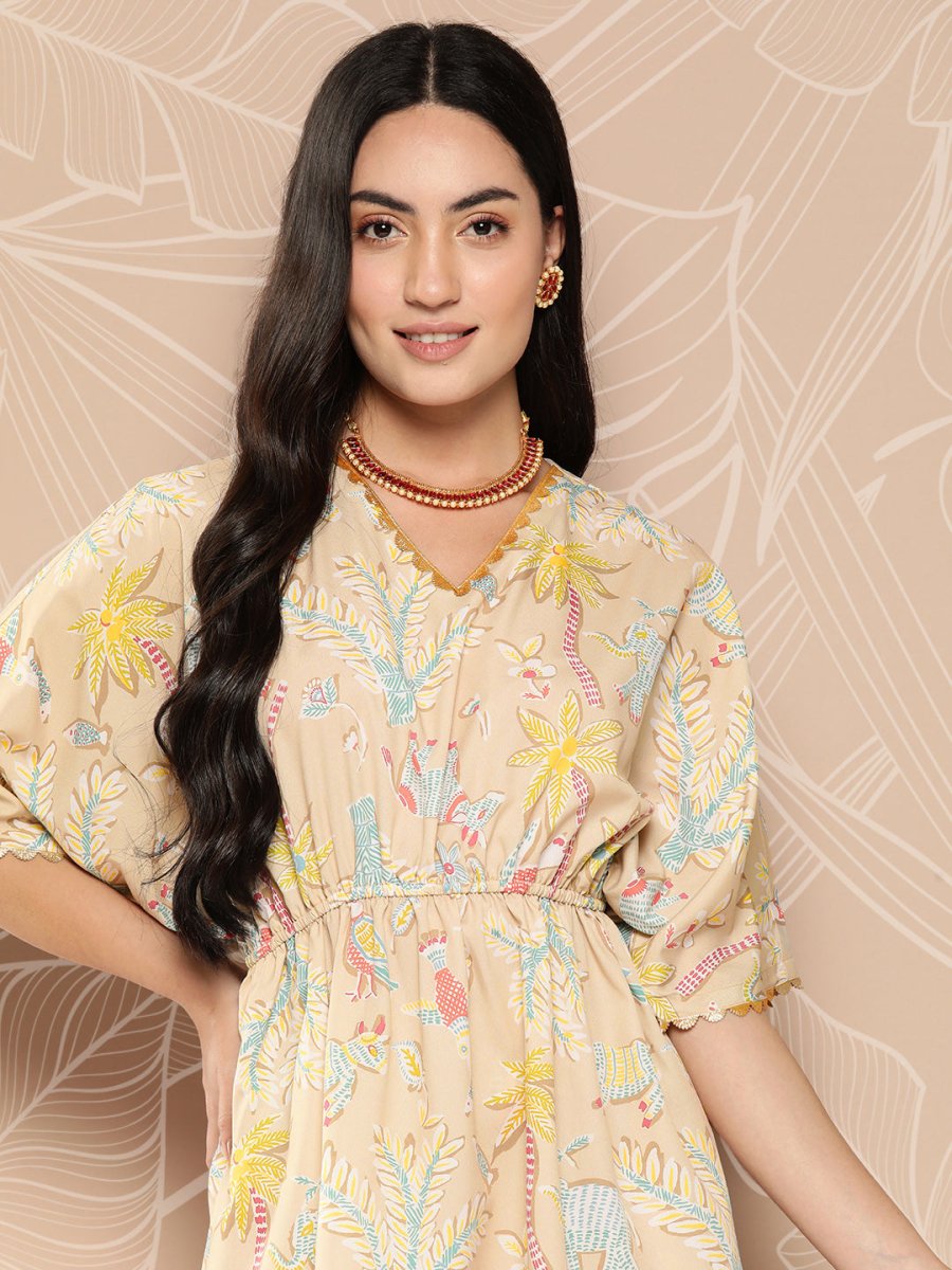 Ahalyaa Women Printed Crepe Tunic With Palazzos | Swadesiicart