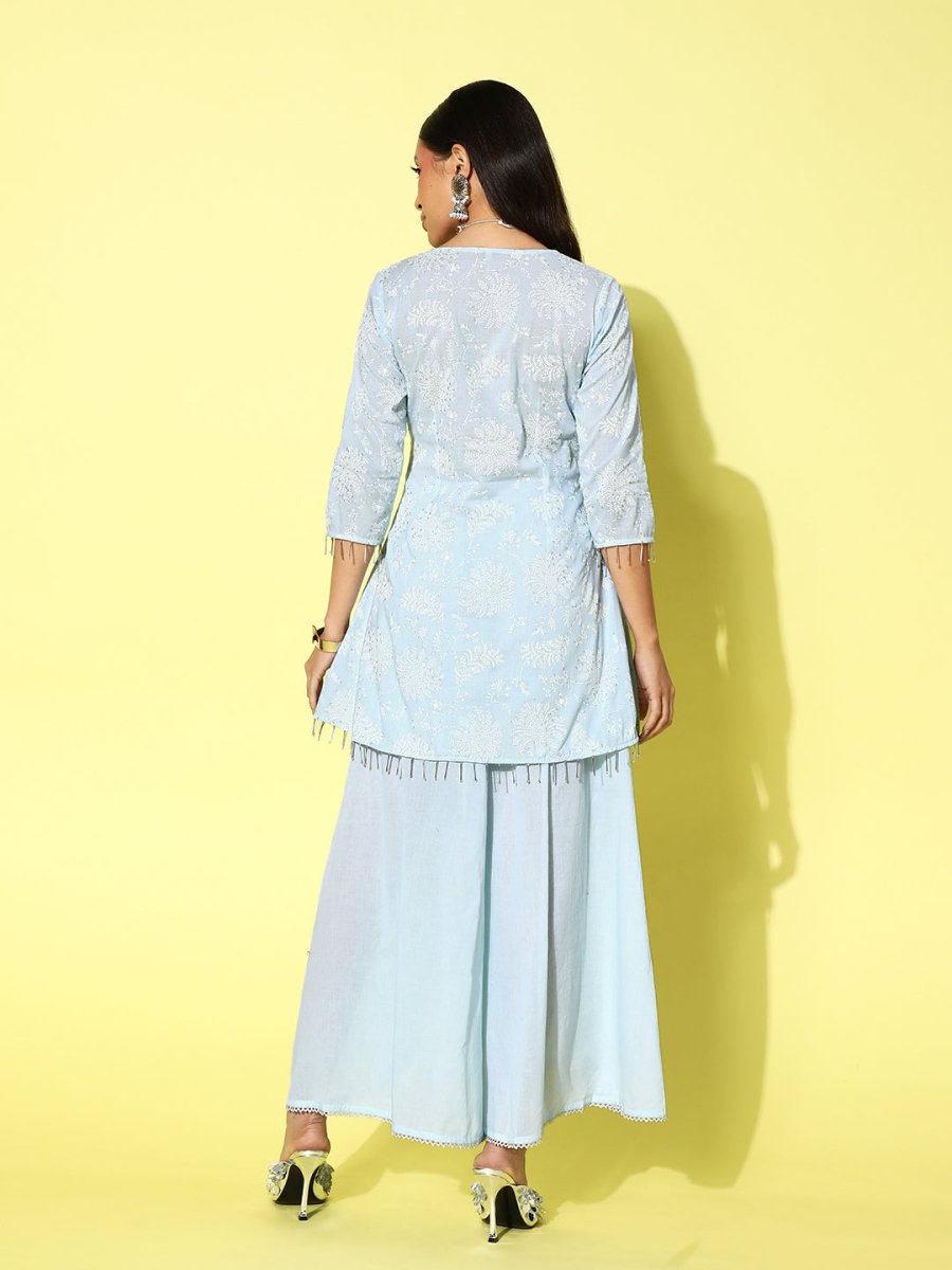 Ahalyaa Printed Cotton Tunic with Palazzos | Swadesiicart