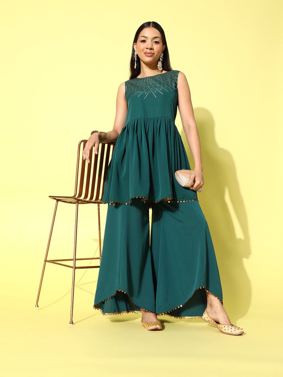 Ahalyaa Printed Tunic with Palazzos | Swadesiicart
