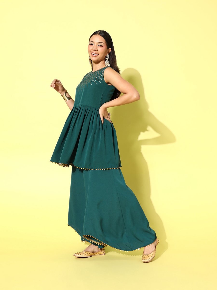 Ahalyaa Printed Tunic with Palazzos | Swadesiicart