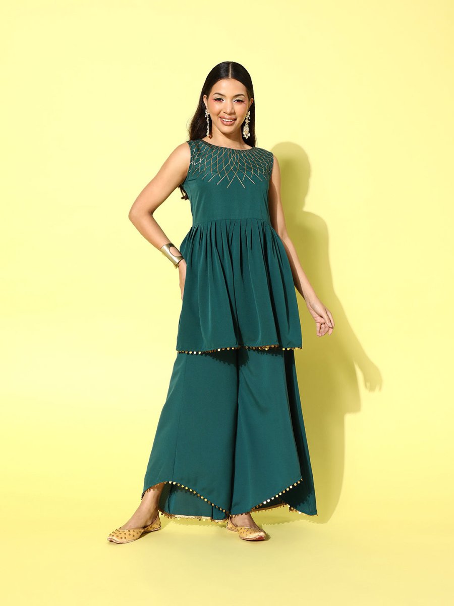 Ahalyaa Printed Tunic with Palazzos | Swadesiicart
